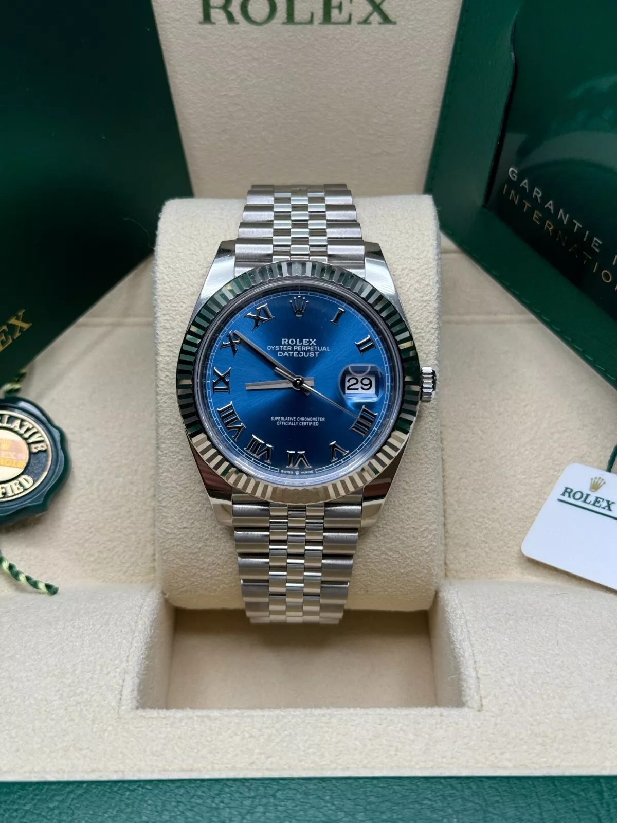 Rolex Datejust 41mm 126334 Blue Roman Oyster Stainless Steel Men's Watch - Image 3