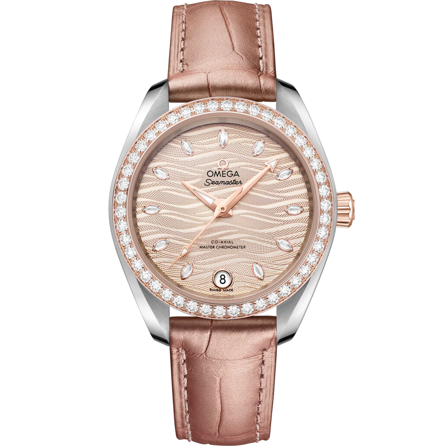Omega Seamaster Aqua Terra 150M 34 mm Grey Dial with Diamonds Stainless Steel and Sedna™ 18k Rose Gold Strap 220.28.34.20.59.001