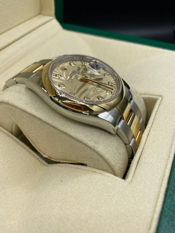 Rolex  Datejust 36mm 126203 Golden Palm Dial Domed Bezel Oyster Bracelet