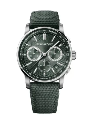 Audemars Piguet Code 11.59 Green Dial Green Rubber Strap Watch 41mm 26393ST.OO.A056KB.01