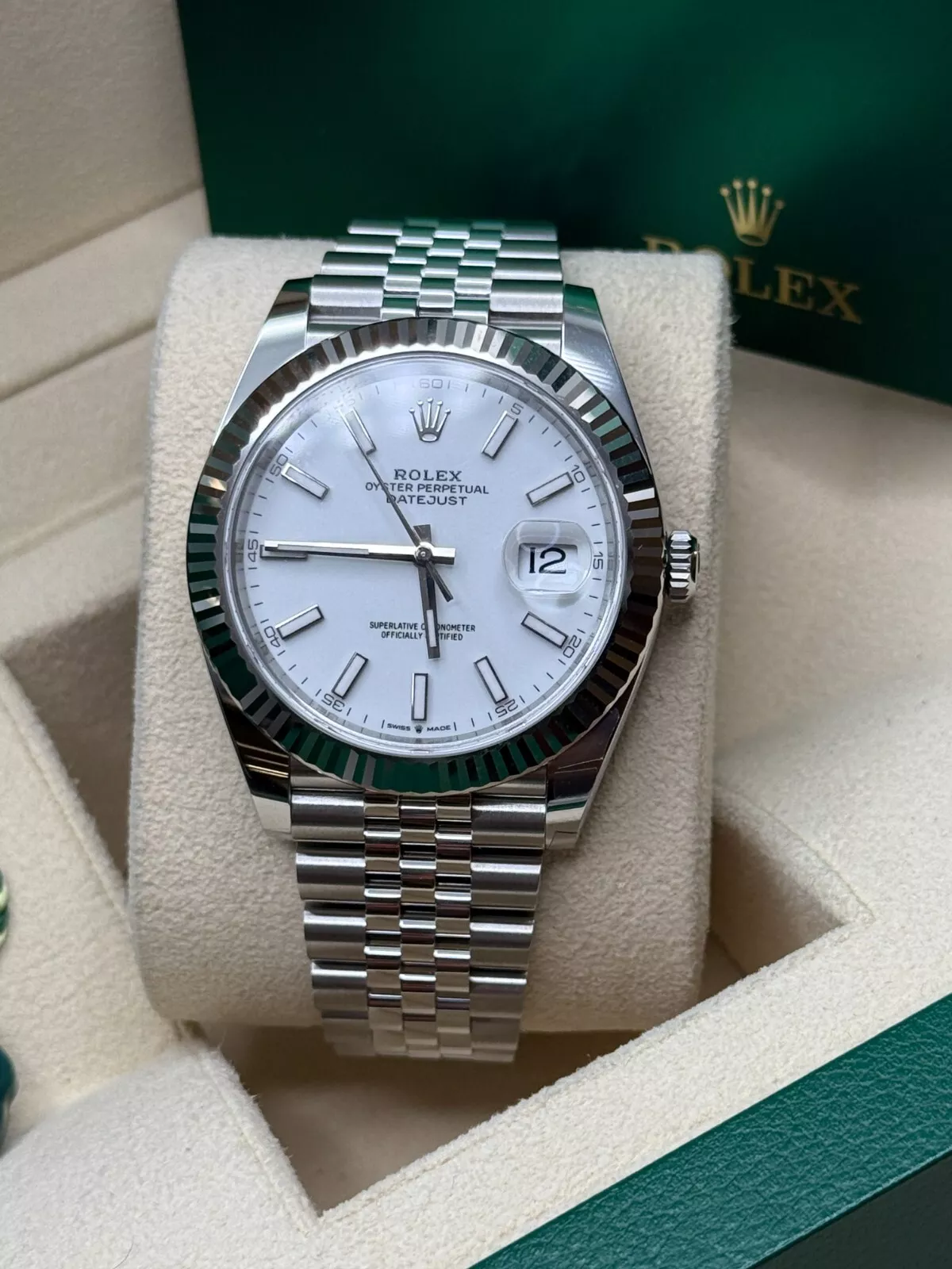 Rolex Datejust 41mm White Index Oyster Stainless Steel Men's Watch - 126334 - Image 9