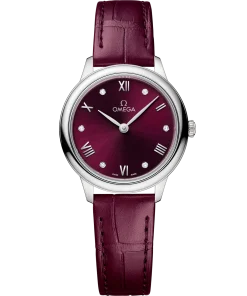 Omega De Ville Prestige 27.5 mm Red Dial Stainless Steel Strap 434.13.28.60.61.001