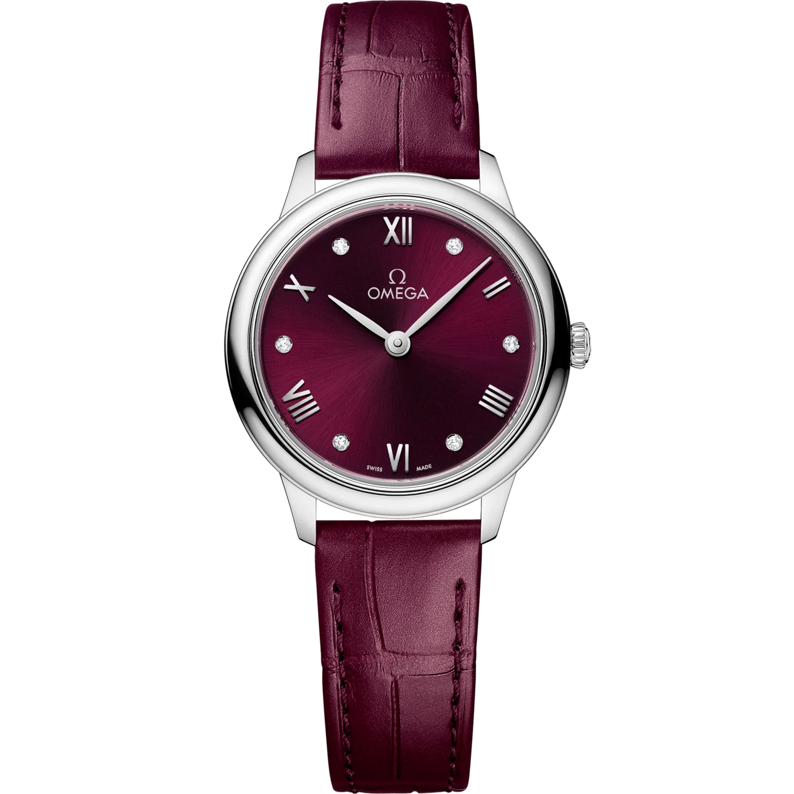 Omega De Ville Prestige 27.5 mm Red Dial Stainless Steel Strap 434.13.28.60.61.001