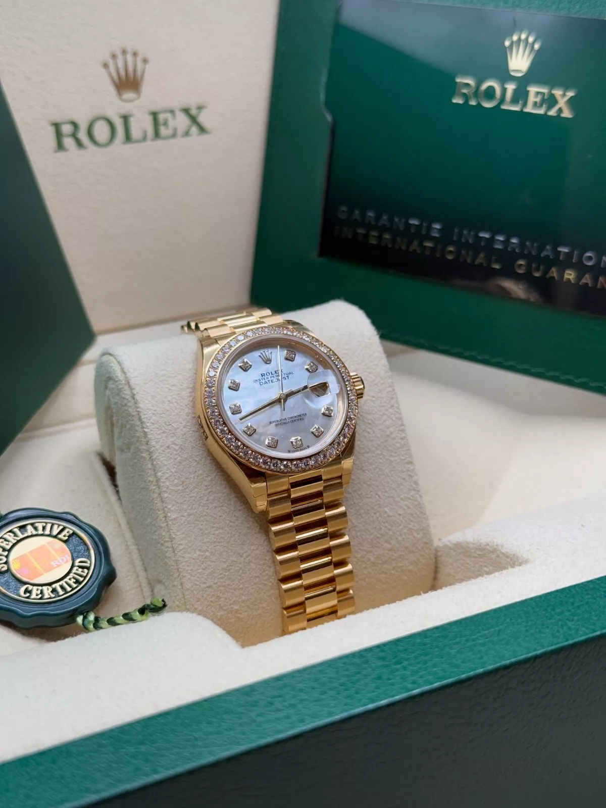 Rolex Lady-Datejust 28mm 279138RBR White Mother-of-Pearl Dial President Bracelet Watch - Image 4