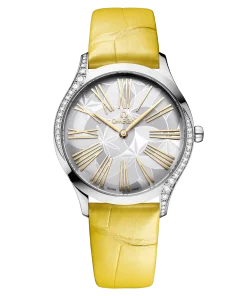 Omega De Ville Trésor quartz silver dial yellow leather strap 36mm 428.18.36.60.02.002