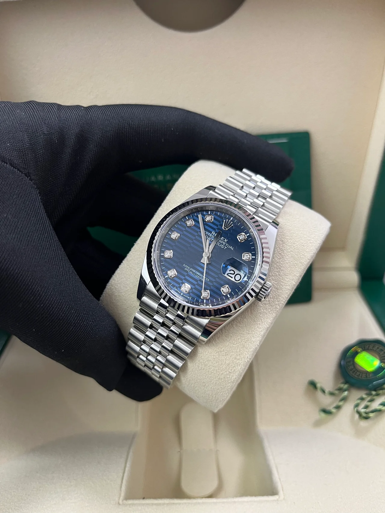 Rolex Datejust 36mm 126234 Blue Fluted Motif Diamond Dial Jubilee Bracelet Watch - Image 9