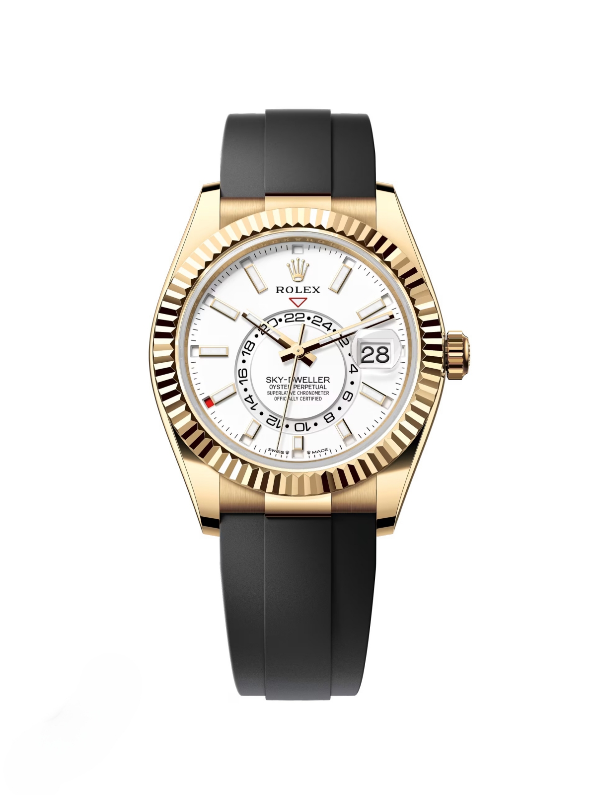 Rolex Sky-Dweller 42mm 336238-0003 Yellow Gold White Dial Oysterflex