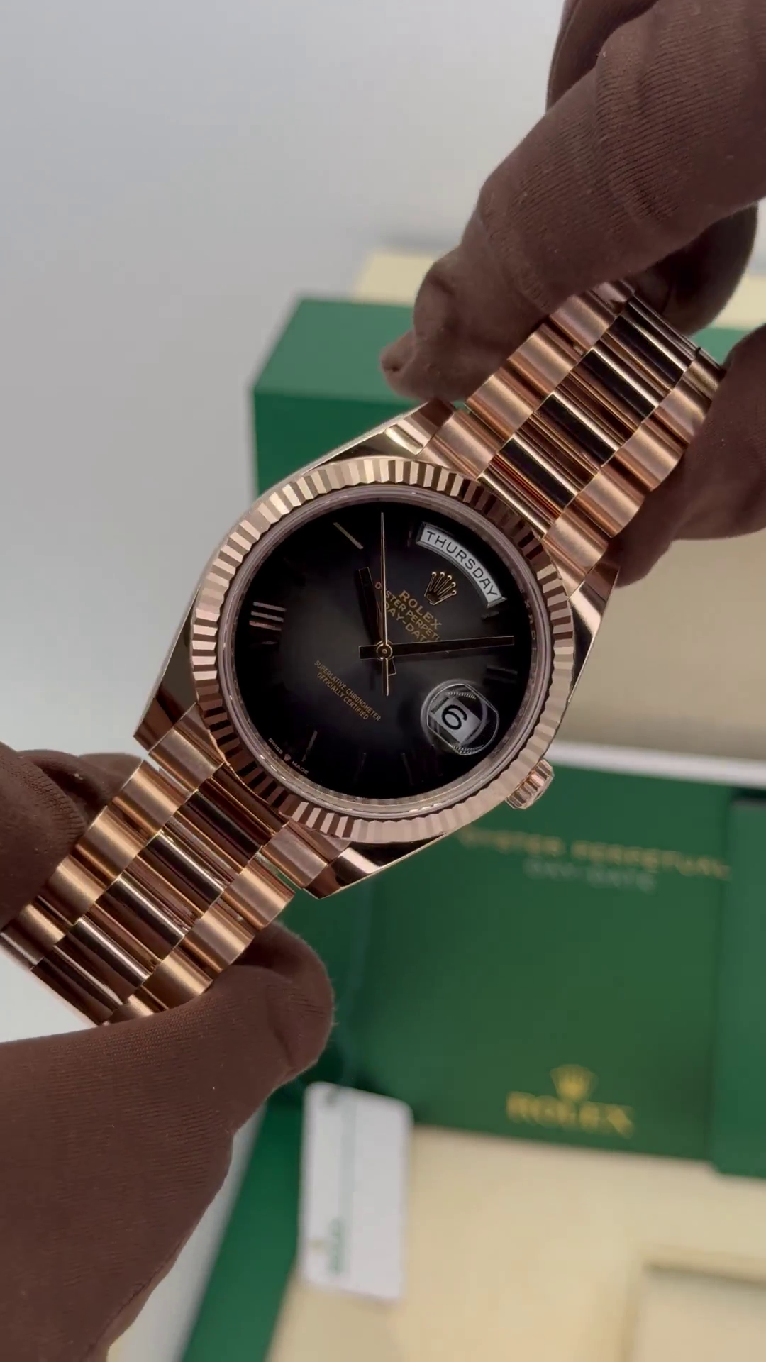 Rolex Day-Date "President" 40mm Everose Gold Slate Roman Ombre "Smoke" Dial - 228235 - Image 9