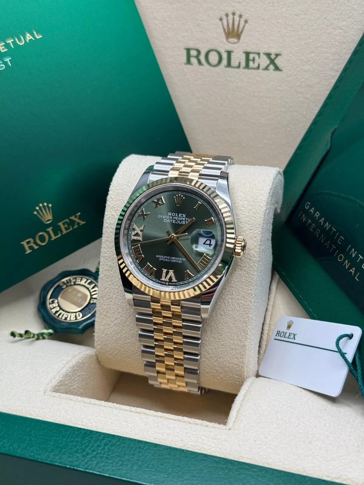 Rolex Datejust 36mm 126233 Olive-green Roman Diamond Dial Two-Tone Jubilee Bracelet - Image 5