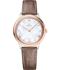 Omega De Ville Prestige 30 mm White Dial with Diamonds Stainless Steel and Sedna™ 18k Rose Gold Strap 434.23.30.60.55.001