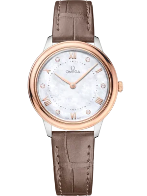Omega De Ville Prestige 30 mm White Dial with Diamonds Stainless Steel and Sednaâ„¢ 18k Rose Gold Strap 434.23.30.60.55.001