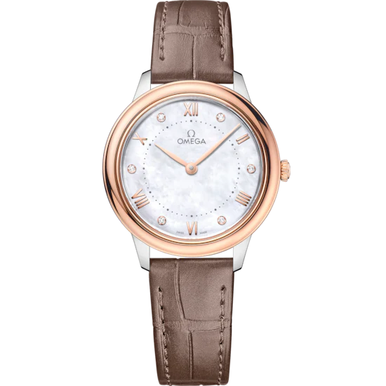 Omega De Ville Prestige 30 mm White Dial with Diamonds Stainless Steel and Sedna™ 18k Rose Gold Strap 434.23.30.60.55.001