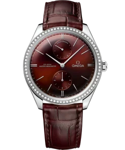 Omega De Ville Trésor 40mm Red Dial with Diamonds Stainless Steel Strap 435.18.40.22.11.001