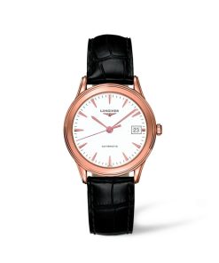 Longines Men's L47748222 La Grandes Classiques Flagship 18kt Rose Gold Automatic Black Leather Watch
