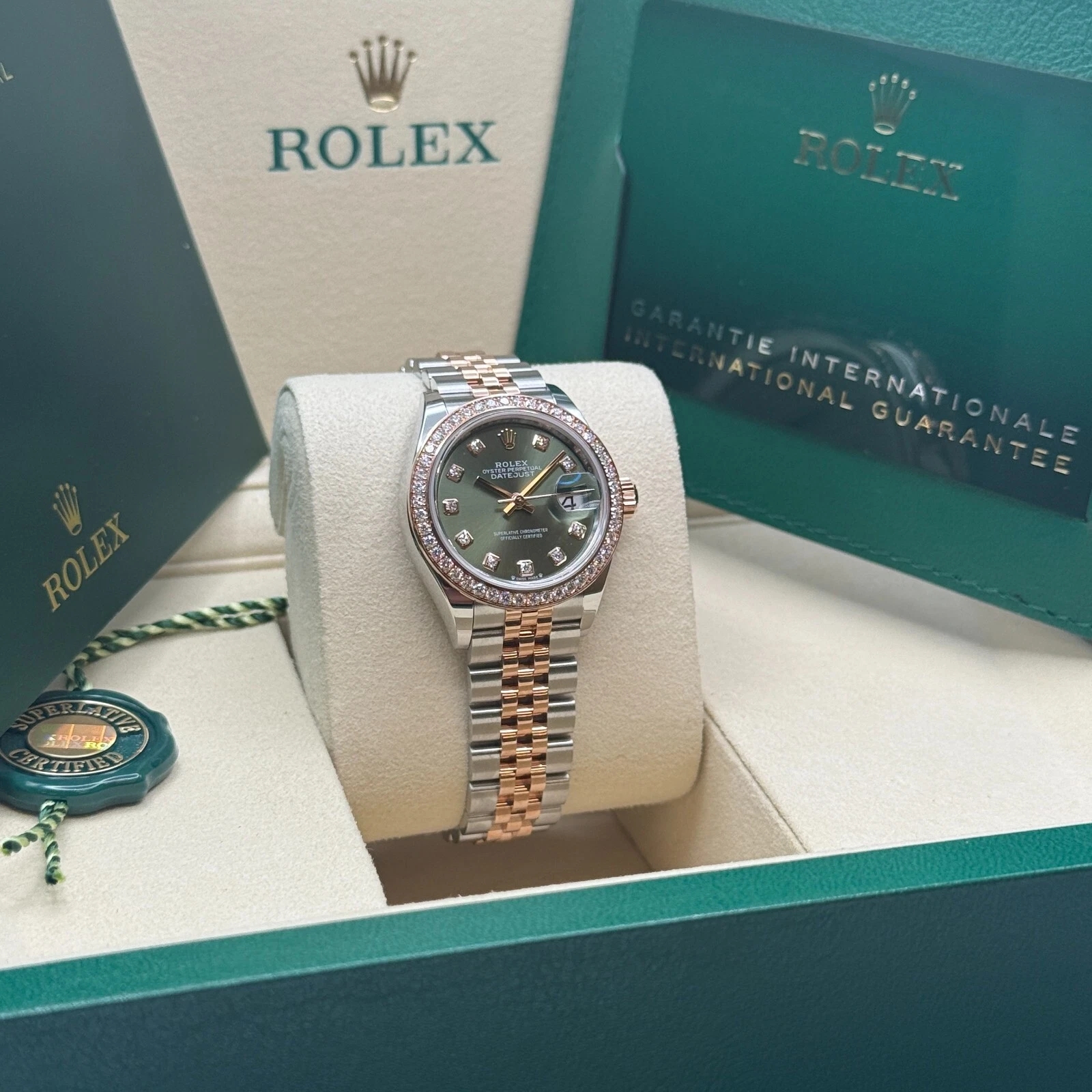 Rolex Lady-Datejust 28mm 279381RBR Green Diamond Dial Oyster Bracelet - Image 4