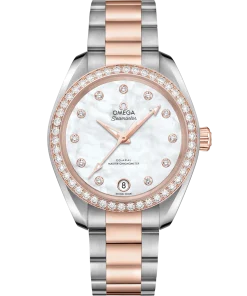 Omega Seamaster Aqua Terra 150M 34 mm White Dial with Diamonds Stainless Steel and Sednaâ„¢ 18k Rose Gold Bracelet 220.25.34.20.55.001