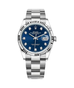 Alternative view of Rolex  Datejust 36mm 126234 Blue Fluted Motif Diamond Dial Jubilee Bracelet Watch