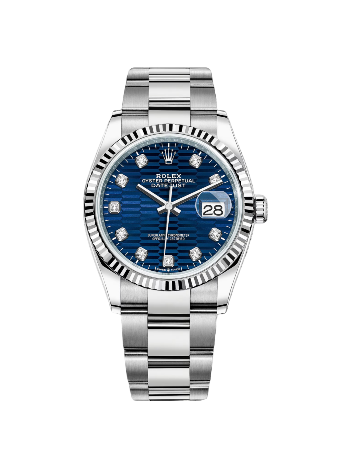 Rolex Datejust 36mm 126234 Blue Fluted Motif Diamond Dial Jubilee Bracelet Watch - Image 2