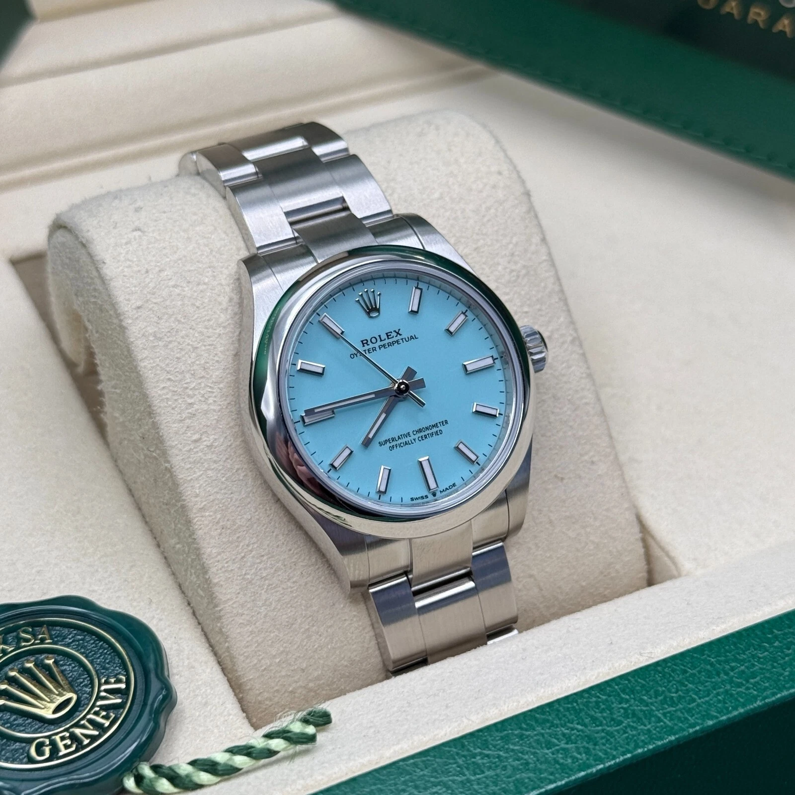 Rolex Oyster Perpetual 31mm 277200-0007 Turquoise Dial Oyster Bracelet Watch - Image 3