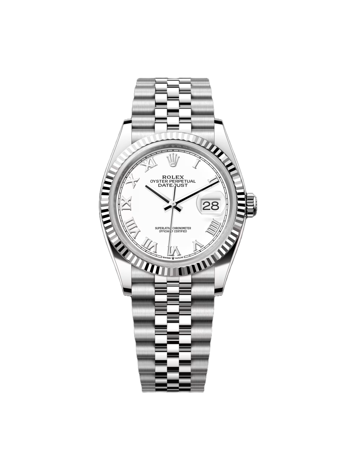 Rolex Datejust 36mm 126234 White Roman Dial Oyster Stainless Steel Mens