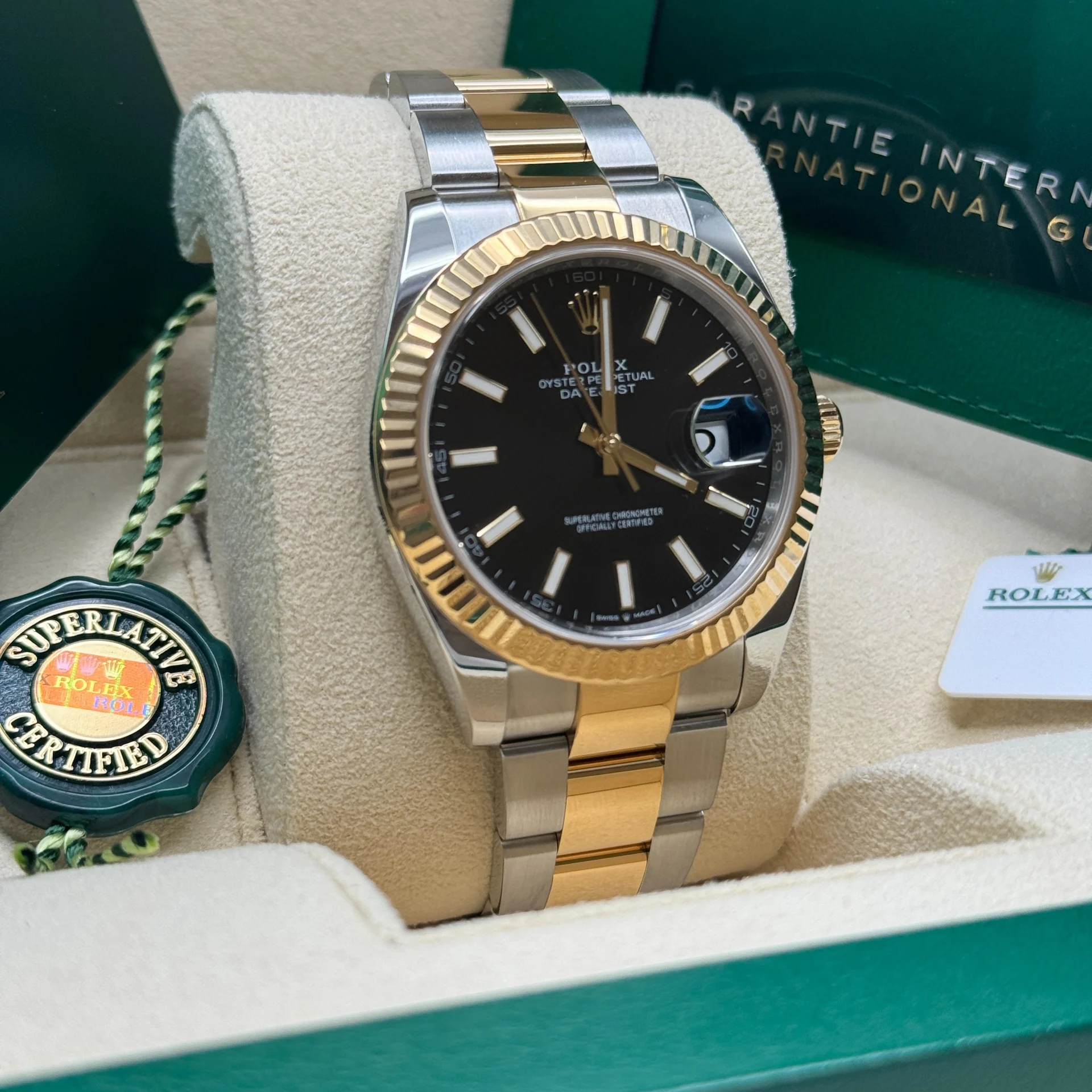 Rolex Datejust 41mm Two-Tone Yellow Gold Fluted Bezel Black Index Dial Jubilee - 126333 - Image 4
