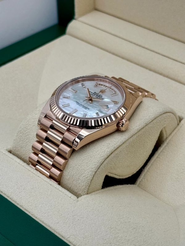 Rolex Day-Date "President" 40mm Everose Gold Mother of Pearl Diamond Baguette Dial - 228235
