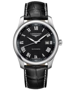 Longines Women's L2.793.4.51.7 Master Collection Black Leather Watch