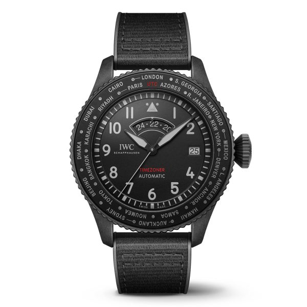 IWC Pilot's Timezoner Top Gun Ceratanium 46mm Mens Watch Black IW395505