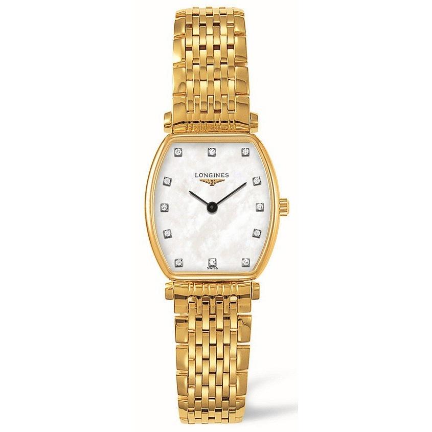 Longines Women's L42052878 La Grande Classique Tonneau Diamond Gold-Tone Stainless Steel Watch