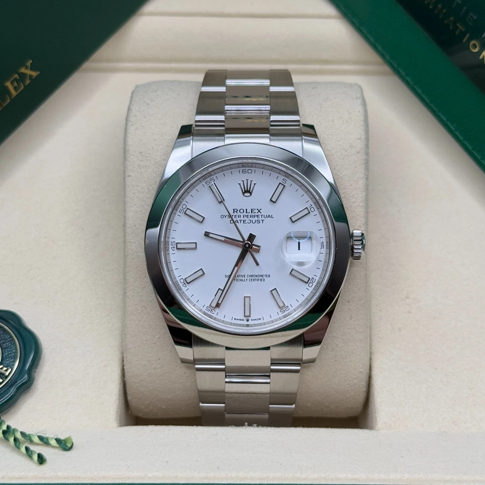 Rolex Datejust 41mm 126300 White Index Oyster Stainless Steel Watch - Image 4