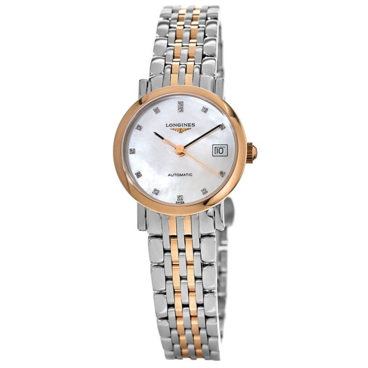 Longines Women's L43095877 Elegant Two-Tone Stainless Steel with 18kt Rose Gold Links Watch
