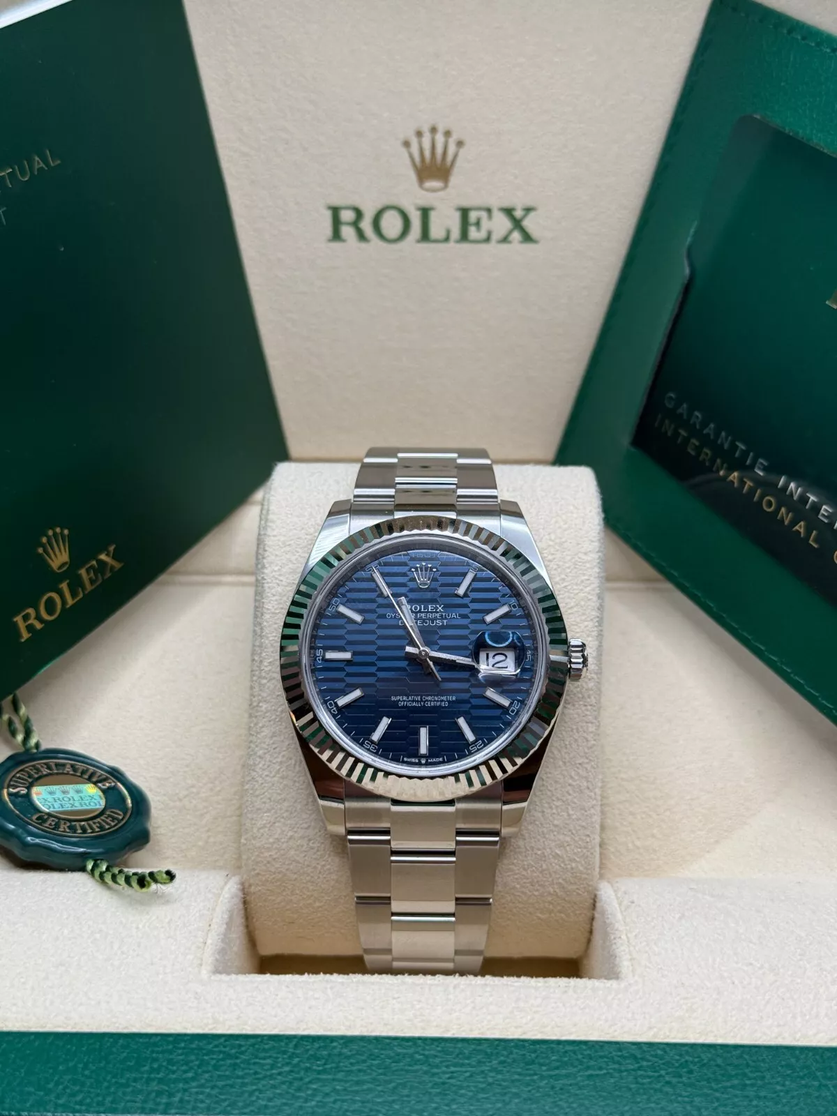 Rolex Datejust 41mm Blue Fluted Motif Index Dial Jubilee Bracelet Watch - 126334 - Image 11