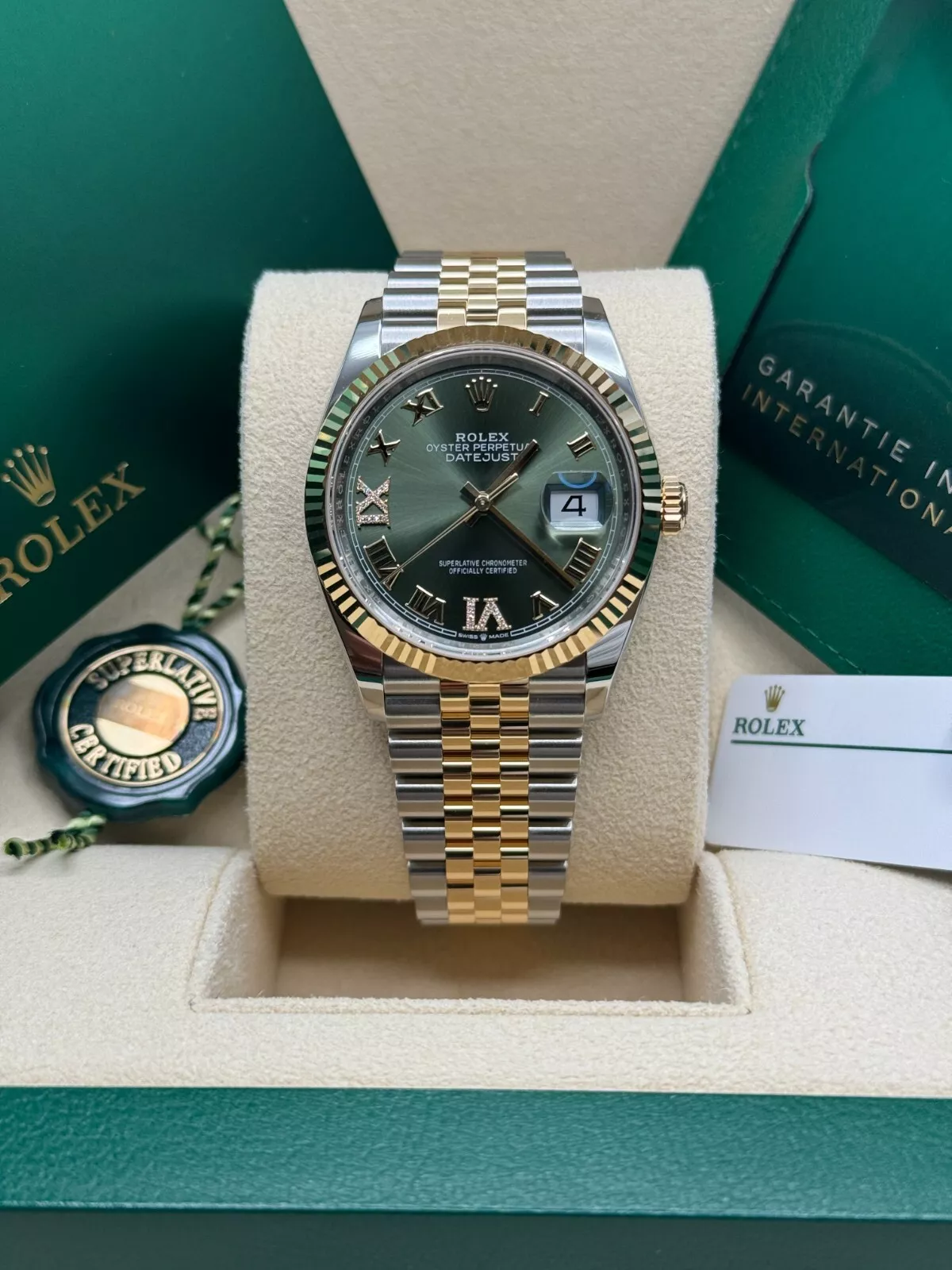 Rolex Datejust 36mm 126233 Olive-green Roman Diamond Dial Two-Tone Jubilee Bracelet - Image 3