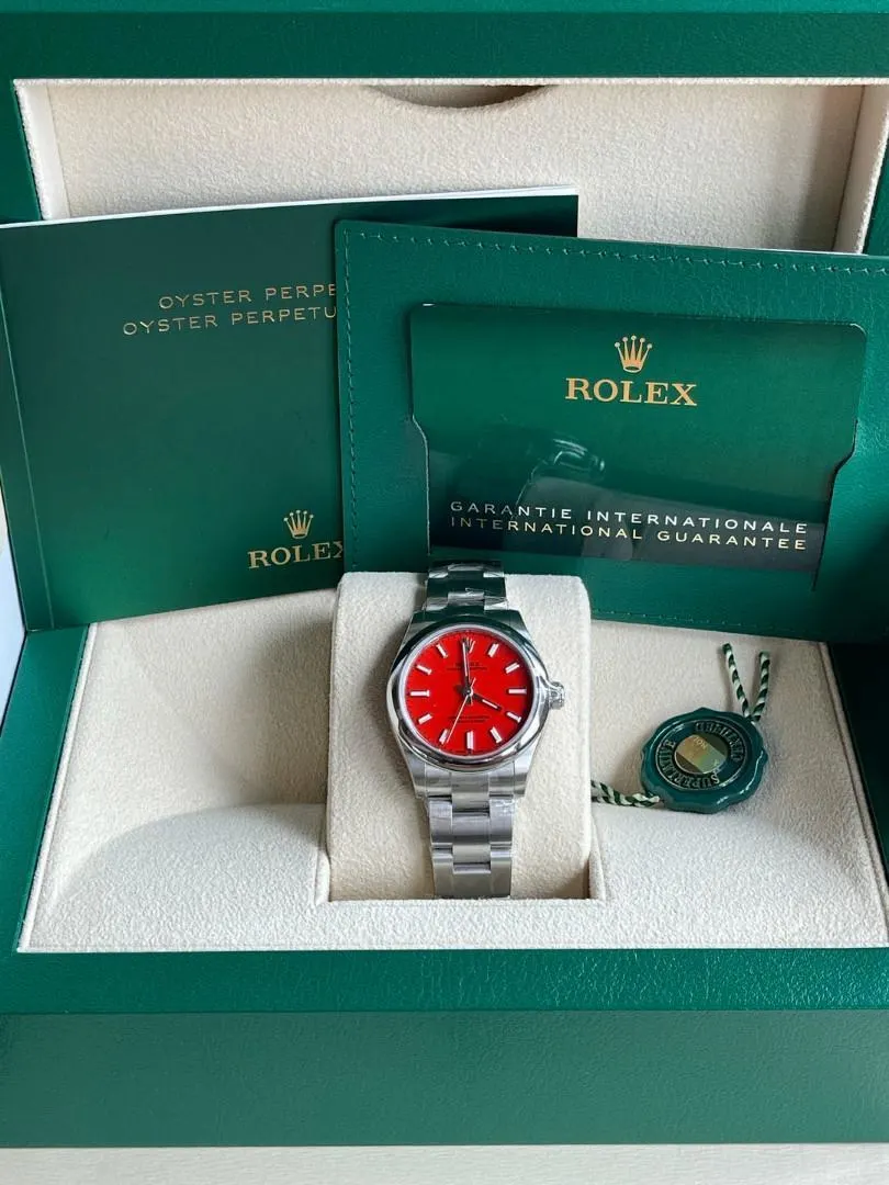 Rolex Oyster Perpetual 31mm 277200-0008 Coral Red Dial Oyster Bracelet Watch - Image 9