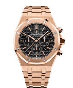 Audemars Piguet Royal Oak Chronograph Black Dial 41mm 18k Pink Gold Watch 26320OR.OO.1220OR.01