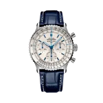 Breitling Navitimer B01 Chronograph 41 Silver Dial Blue Strap AB0139A71G1P1