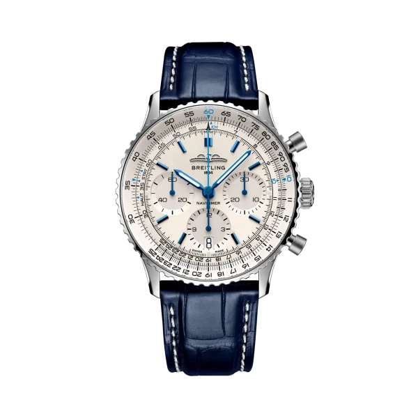 Breitling Navitimer B01 Chronograph 41 Silver Dial Blue Strap AB0139A71G1P1