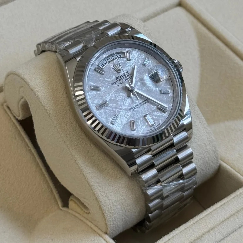 Rolex Day-Date "President" 40mm Platinum Meteorite Diamond Baguette Dial - 228236 - Image 3