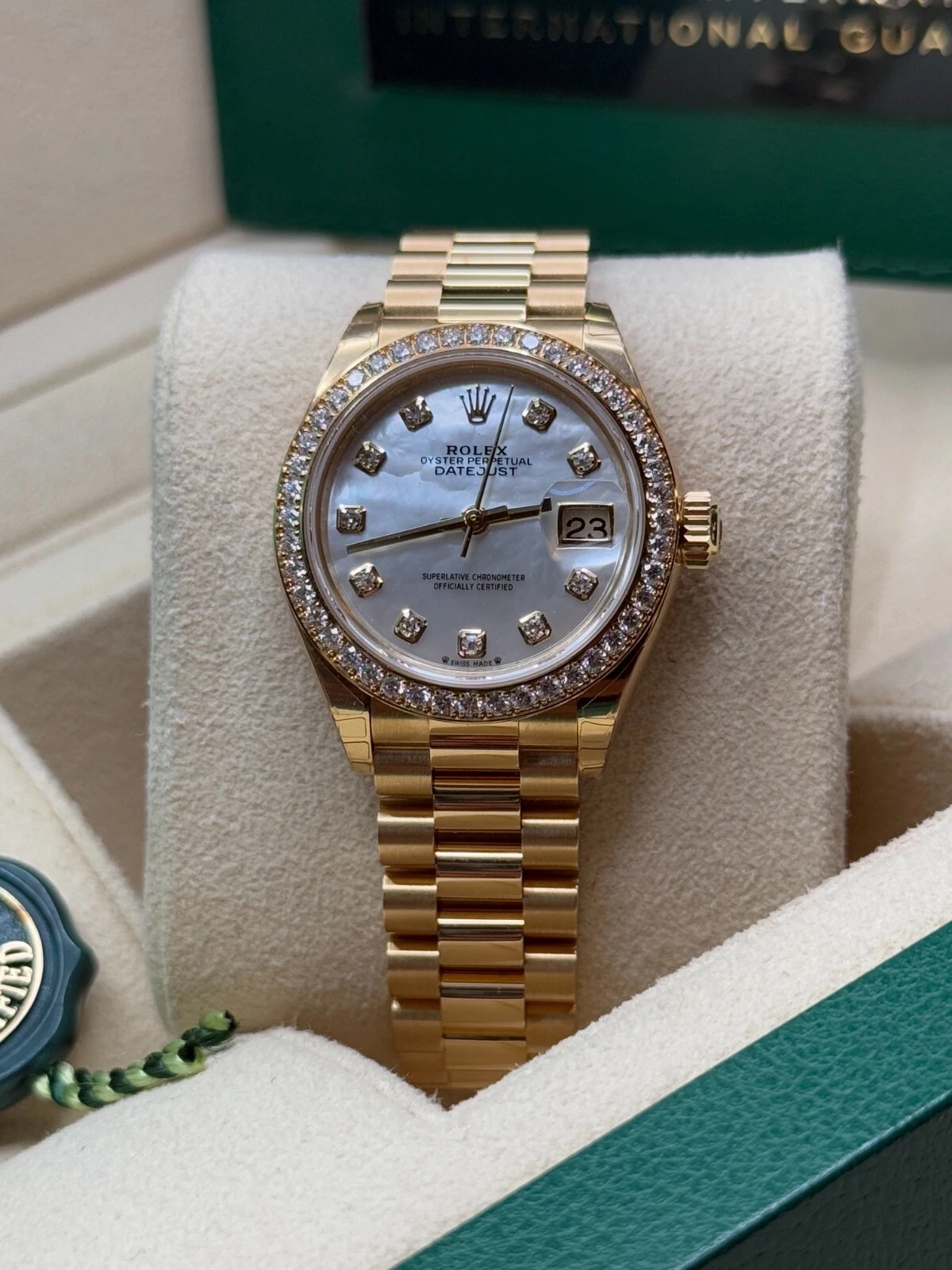 Rolex Lady-Datejust 28mm 279138RBR White Mother-of-Pearl Dial President Bracelet Watch - Image 8