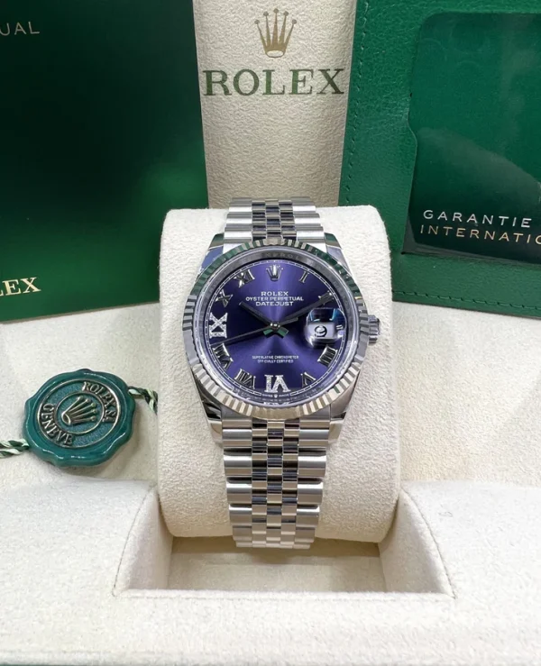 Rolex  Datejust 36mm 126234 Datejust Aubergine Purple Diamond Roman Oyster Stainless Steel