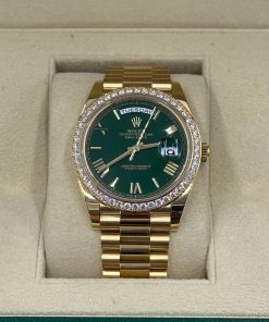 Alternative view of Rolex  Day-Date "President" 40mm Yellow Gold Green Roman Dial Diamond Bezel - 228348rbr