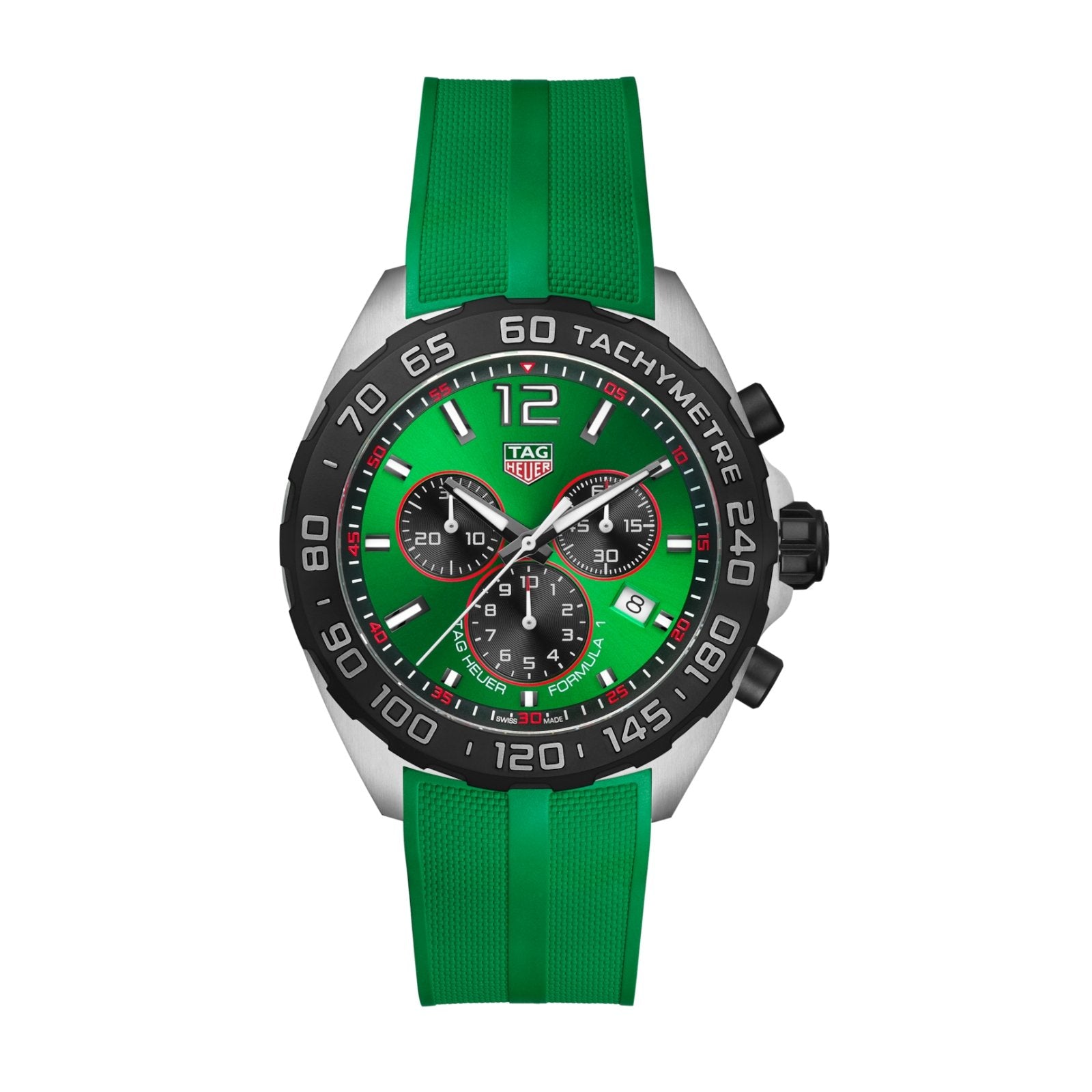 TAG Heuer Formula 1 Quartz Chronograph 200M 43mm Mens Watch Green Rubber CAZ101AP.FT8056
