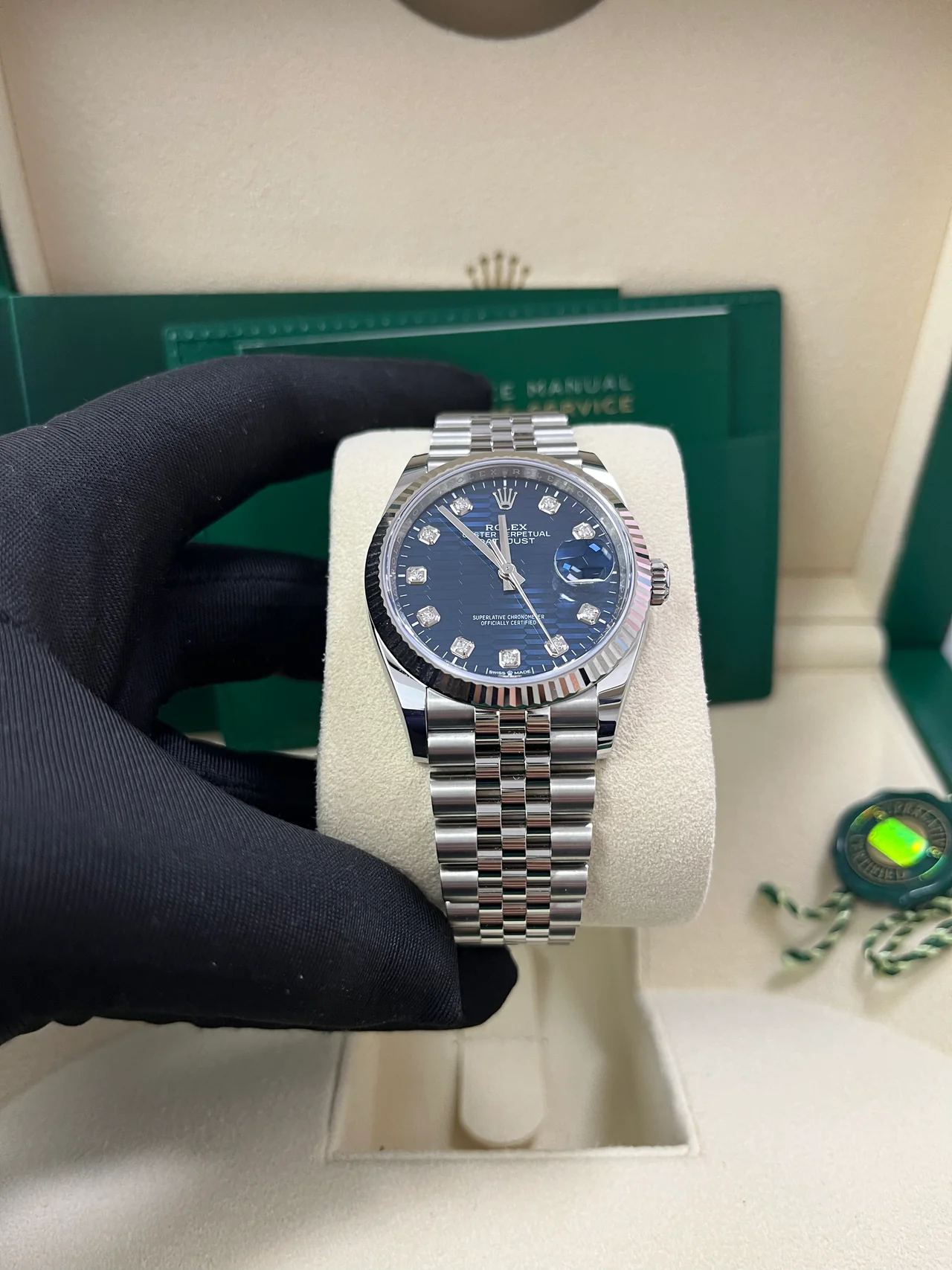 Rolex Datejust 36mm 126234 Blue Fluted Motif Diamond Dial Jubilee Bracelet Watch - Image 10