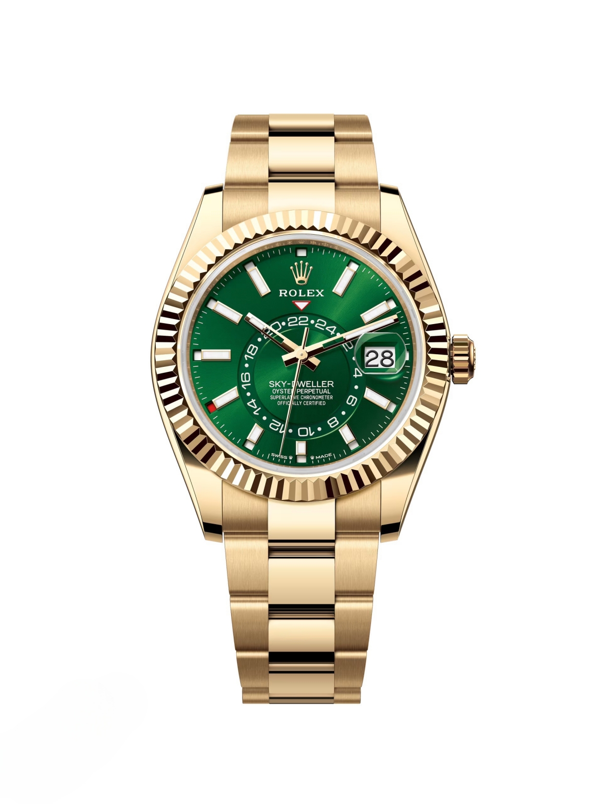 Rolex Sky-Dweller 42mm 336938-0007 Yellow Gold Bright Green Dial