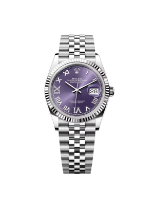 Rolex  Datejust 36mm 126234 Datejust Aubergine Purple Diamond Roman Oyster Stainless Steel