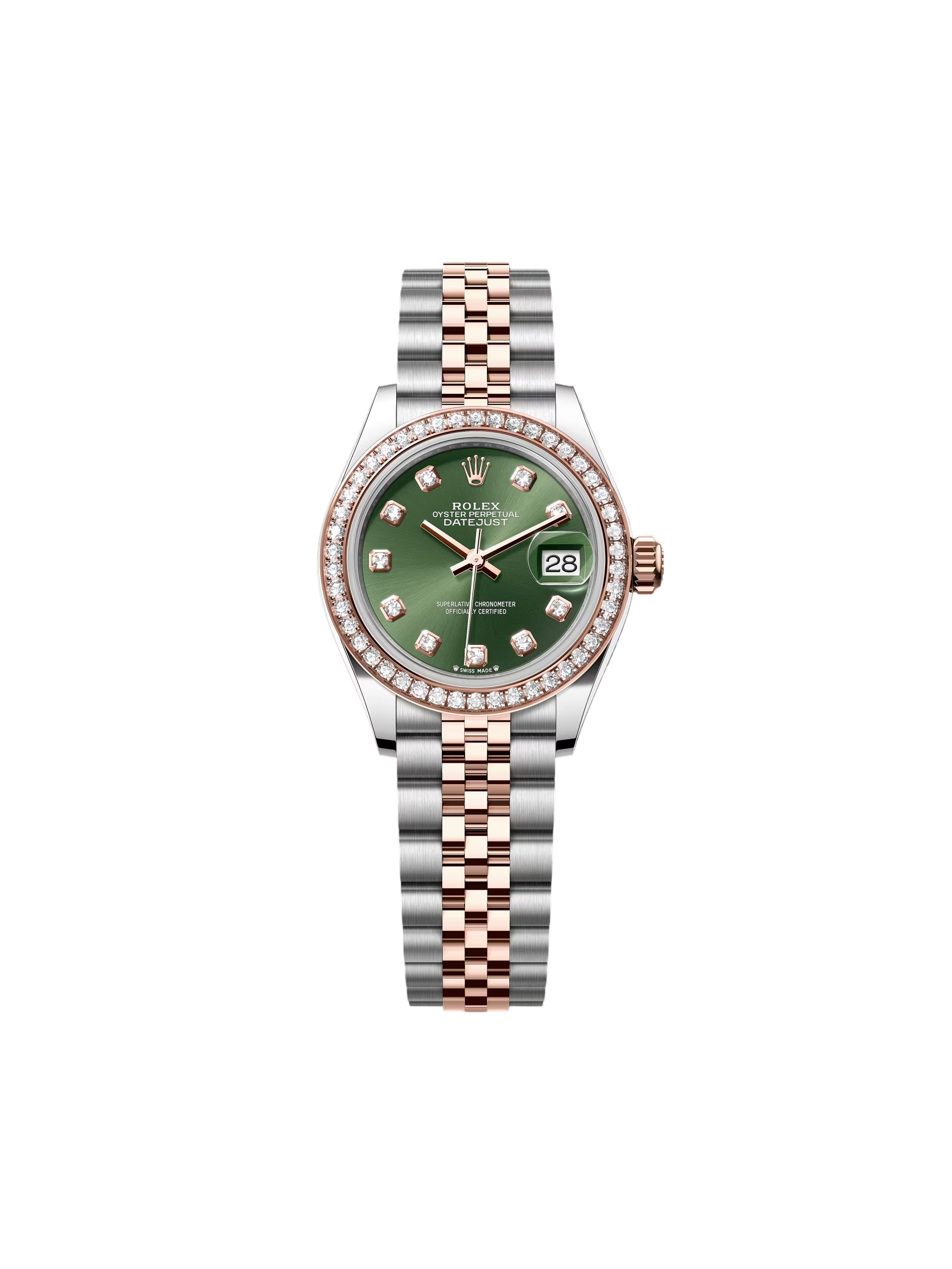 Rolex Lady-Datejust 28mm 279381RBR Green Diamond Dial Oyster Bracelet