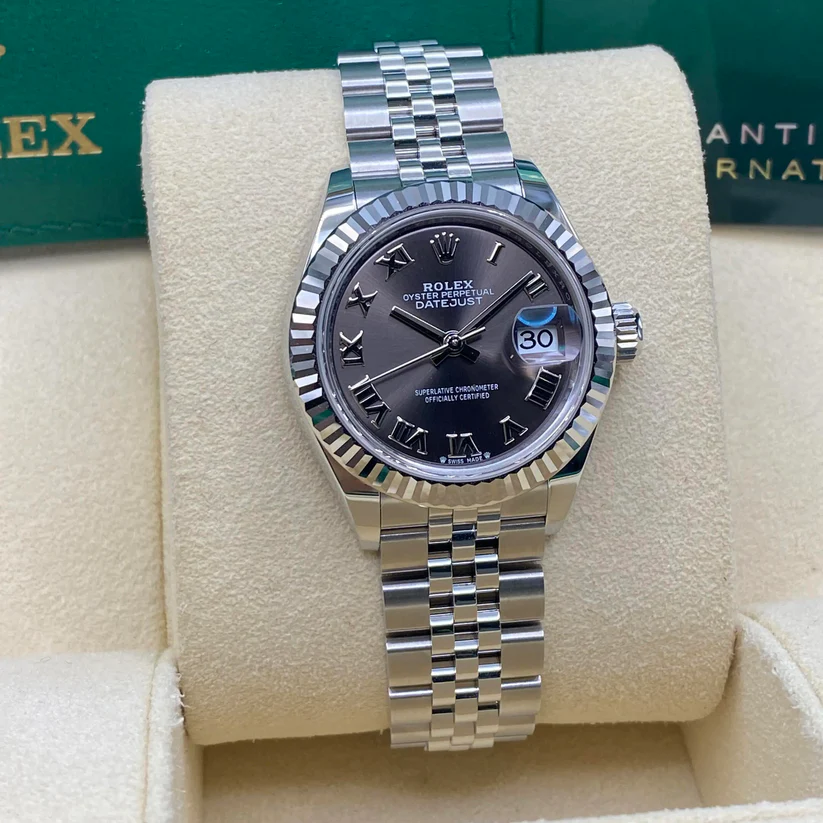 Rolex Lady-Datejust 28mm 279174 Dark Grey Roman Dial Oyster Bracelet - Image 4