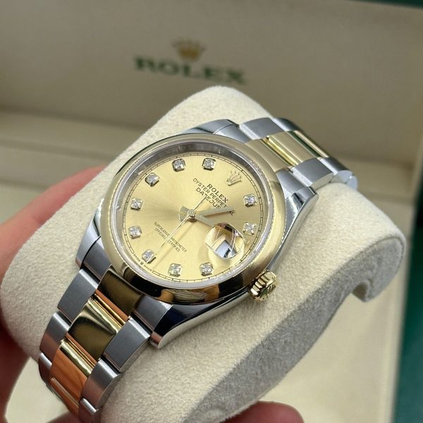 Rolex  Datejust 36mm 126203 Champagne Set with Diamonds Dial Domed Bezel Oyster Bracelet