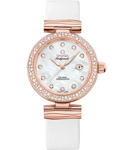 Omega De Ville Ladymatic 34mm White Dial with Diamonds Sedna™ 18k Rose Gold Strap 425.67.34.20.55.008
