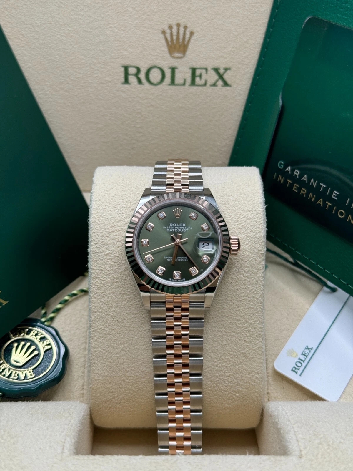 Rolex Lady-Datejust 28mm 279171 Green Diamond Oyster Stainless Steel and Rose Gold - Image 10